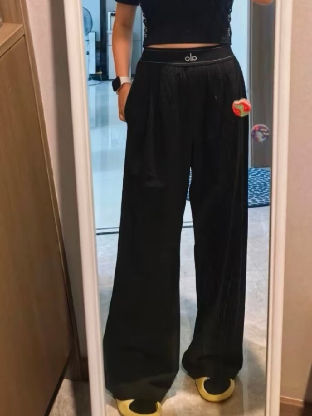 NWT Black🏂ALO Yoga Suit Up Wide Leg Trouser/Slimming Fit🖤Chic&Versatile/Luxe